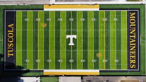 aerial view of football field